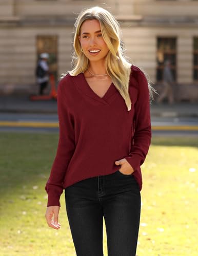 Image of Zeagoo Womens Sweaters Fall Fashion 2025 Long Sleeve Tops V Neck Business Casual Collared Knit Tunic Pullover Outfits