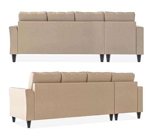 Image of Adorn India Maddox Tufted L Shape 6 Seater Sofa Set Lhs (Beige) (3 Year Warranty)
