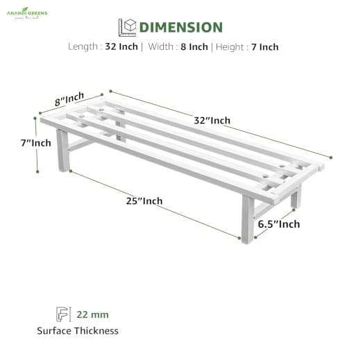 Image of Anandi Green's White Heavy Duty 1 Tier Metal Plant Stand for Grow Bags Planters and Pots Rust Resistant Plant Pot Holder Rack for Outdoor Balcony Indoor Living Room and Garden Supports Up to 100 kg