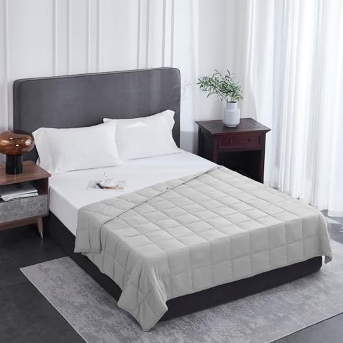 L'AGRATY Weighted Blanket - 60"x80" 15lbs Cooling Breathable Heavy Blanket Microfiber Material with Glass Beads for Adult All-Season Summer Fall Winter Soft Thick Comfort