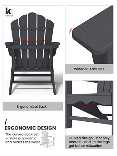 Kingyes Hdpe Adirondack Chair, Classic Oversize Adirondack Chair, Grey #TOP4