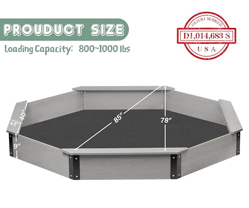 image for Mederra 85''x78''x9'' Wooden Octagon Sandbox with Cover, Large Sandpit