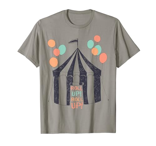 Circus Roll up Tent Show Ballons Vintage Poster Festival T-Shirt, Grey