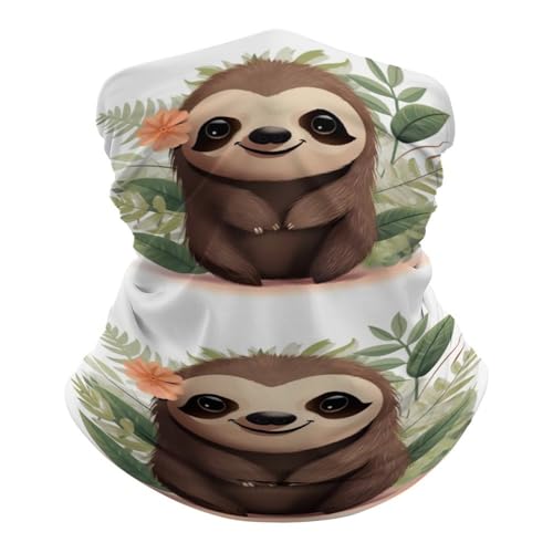 Cute Cartoon Sloth Neck Gaiter UV Sun Protection Balaclava Breathable Ski Face Mask for Men Women Versatile Cover Scarf Bandana Head Wrap