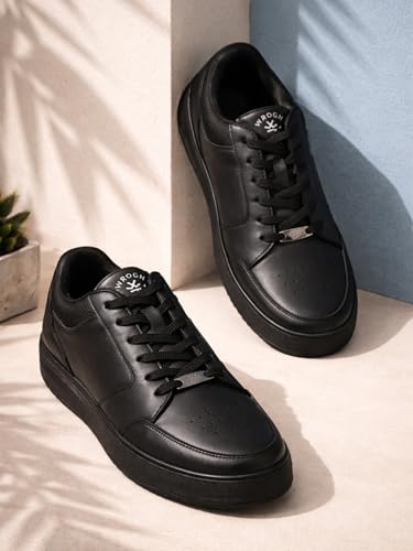 Image of WROGN Men's PU Sneakers | Lace-Up Design | Cushioned Breathable Sole
