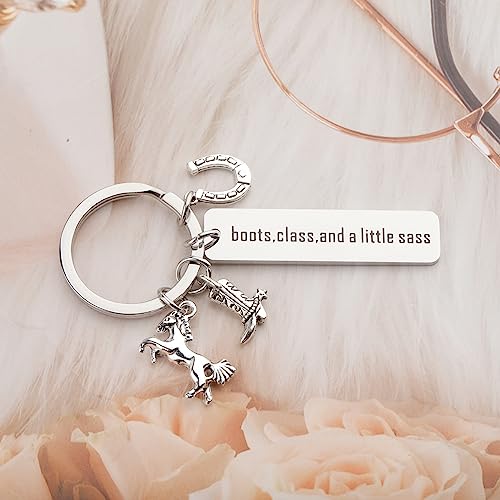 CENWA Cowgirl Keychain Boots Class and a Little Sass Gift Dirt is Cowgirl Glitter Gift Equestrian Gift4