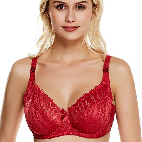 Preisvergleich Produktbild Damen BH, regulierbare träger, stahlringunterwäsche, Bralette vollschalen ünner und atmungsaktiver,Rot,42 / 95DEuniversal