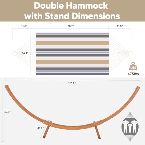 Image of SUNCREAT Freestanding Hammock with 10 ft Wooden Stand Included, Coffee