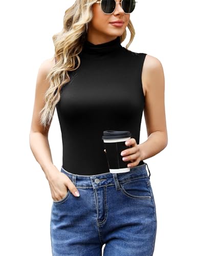 Wayleb Camiseta sin Mangas Mujer Top de Cuello Aalto Elegante Camisetas Delgada Blusa sin Mangas Camisa Básica Interior Suave Yoga Golf Top