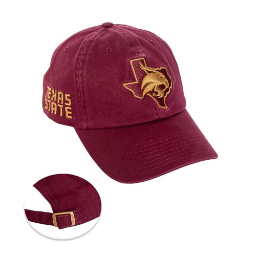 Desert Cactus Texas State University Baseball Hat TXState Bobcats Brimmed Embroirderd Hats Cap Adjustable Cloth Strap Adult (Style G) Maroon