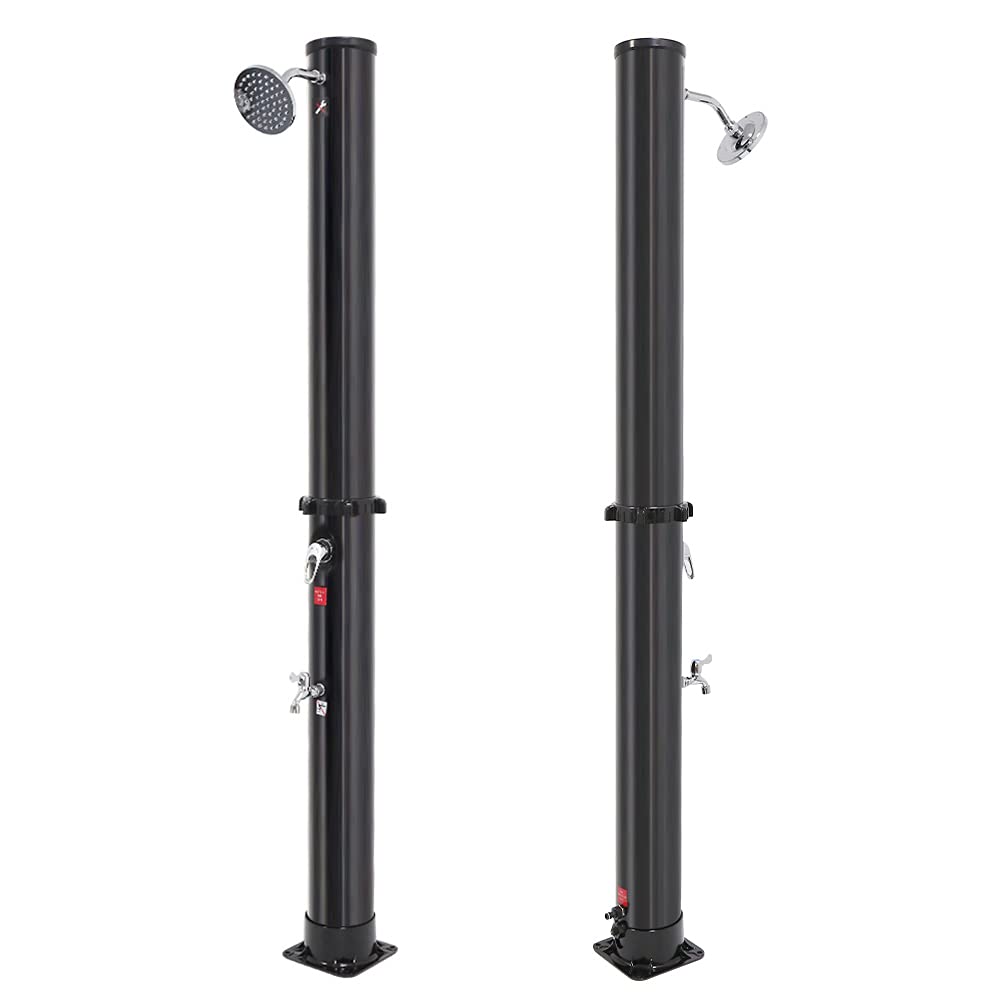 Douche Solaire,Housse de Protection Incluse, Douche de Jardin Solaire - Douche de Jardin Chaude - sans raccordement électrique - avec Robinet et pommeau de Douche de Pluie (217*21*21cm, 35L)