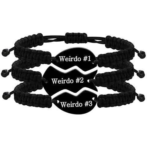 Uloveido Mom Dad Daughter Best Friends Forever Bitch 1/2/3 Family Friendship Bracelets for Mother Daddy Daughter Best Friends (Weirdo 123) Cover