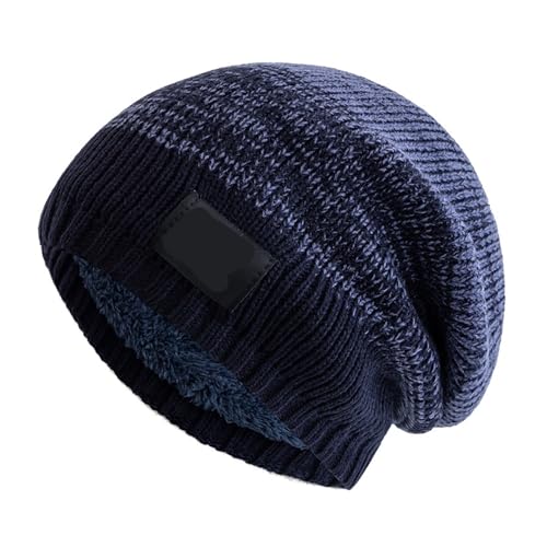 Bonnet doublé de fourrure en peluche tricoté pour femme, taille ample 55-60cm