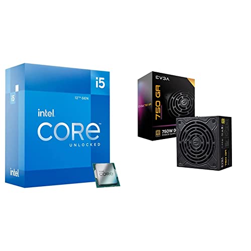 Intel Core i5-12600K Desktop Processor 10 (6P+4E) Cores up to 4.9 GHz Unlocked  LGA1700 600 Series Chipset 125W & EVGA 220-GA-0750-X1 Super Nova 750 Ga, 80 Plus Gold 750W, Fully Modular