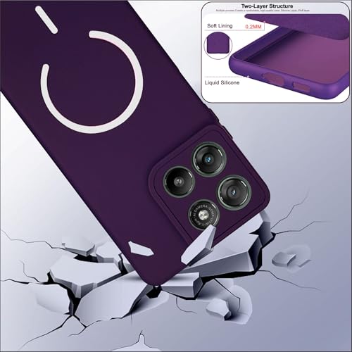 Image of SBMS Silicone Back Cover for Motorola G67 power / G57 Power | Soft Micro-Fibre Lining Inside | Magsafe Print On Back Side Camera Protection Bump | Shockproof Case G67power (Magsafe Print Small Purple)