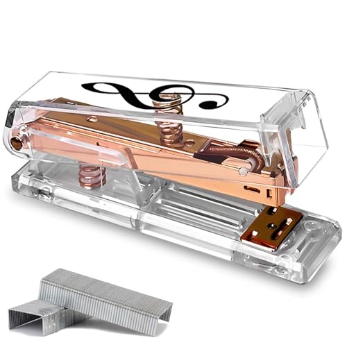 Agrafeuse rose gold et piano, cadeau idéal pour amateurs de musique et bureau