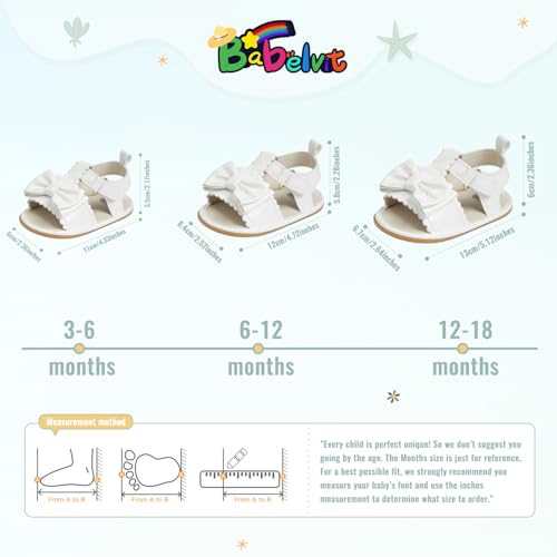 Image of Babelvit Infant Baby Girl Boy Sandals Comfort Premium Summer Outdoor Casual Beach Shoes with Flower Bowknot Anti Slip Rubber Sole Newborn Toddler Prewalker First Walking Shoes
