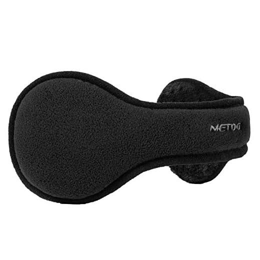 Ear Warmer By Metog Gift Box Ear muffs Foldable Polar Fleece Earmuffs Black,One Size