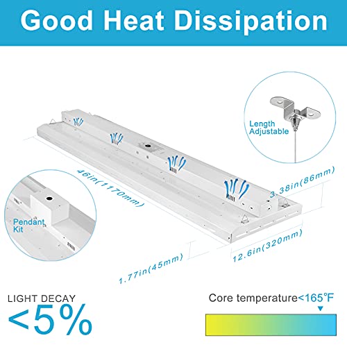 Lightdot 2 Pack Led High Bay Shop Light, 4Ft (Large Area Illumination) 265W 38000Lm [Eqv.1000W Mh/Hps] 5000K Daylight Linear Hanging Light For Warehouse, Energy Saving Upto 10000Kw/5Yrs(5Hrs/Day) #TOP5