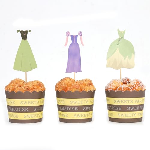 Image of Princess Party Cupcake Topper, Princess First Birthday Party Decoration | Dress Birthday Cake Decoration,Girl's 1st Party Supplies