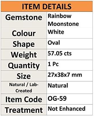 レインボームーンストーン オーバル カボション ナチュラル ルース ジェムストーン 57.05カラット Og59-B08V1FQ3D