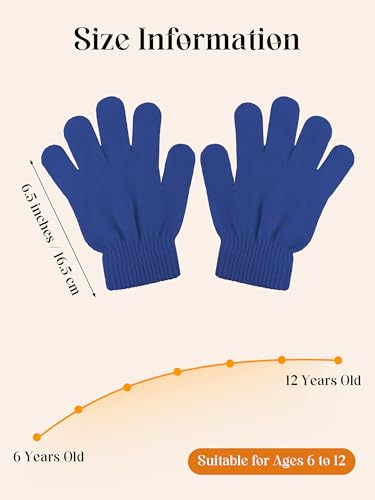Image of Cooraby 12 Pairs Kid's Winter Magic Gloves Children Stretchy Warm Magic Gloves Boys or Girls Knit Gloves for 6-12 Years