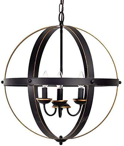 Suspension sphérique vintage en métal pour l'îlot d'une cuisine de ferme ou salle à manger