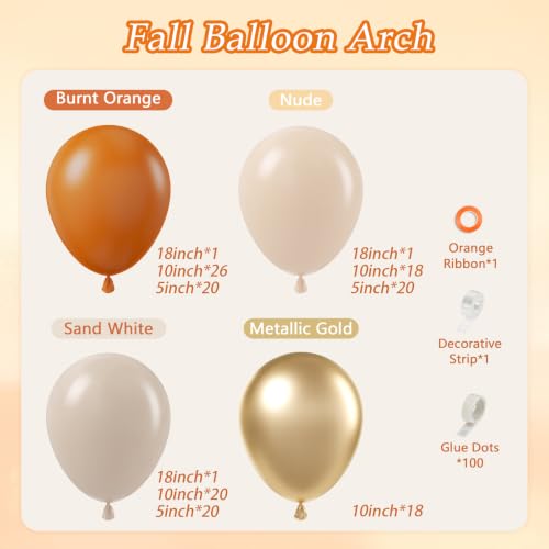 Image of Fall Balloon Arch Garland Kit with Burnt Orange Balloons
