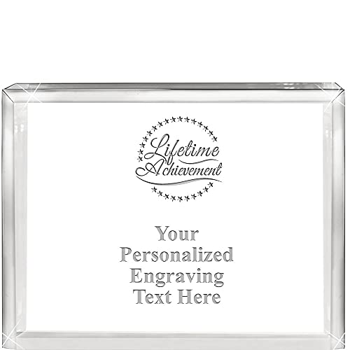 Crown Awards Liftetime Achievement Acrylics - 4" H x 5" W Horizontal Billboard Acrylic Trophy Liftetime Achievement Presentation Trophy, Engraving Included Prime