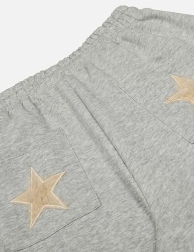 Aelfric Eden Star Applique Baggy Barrel Sweatpants Wide Leg Elastic Waisted Sweat Pants Y2K Casual Lantern Trouser Grey X-Small — view 4