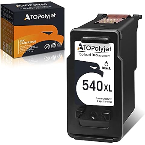 540 Black Ink Cartridges, ATOPolyjet for Canon PG-540XL PG 540XL for Printer Pixma TS5150 TS5100 TS5151 MG3550 MG3650 MG3650s MG3200 MG3500 TS5151 MG2250 MX535 MX475 MG4250 MG3600 GM2050 (1-Pack) Cover