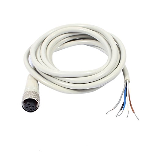uxcell M12 2m Female Straight Head 5 Pin Connector Aviation Socket Electrical Cable White