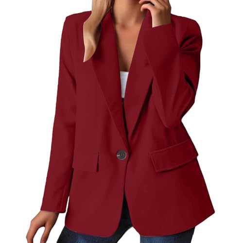 Genérico Blazermujer Primavera Chaqueta Ligera Mujer Entretiempo Elegante Slim Fit Frente Abierto Para Trabajo Oficina Boda Invitada Chaqueta De Manga Larga Corte Delgado Trabajo (2-b-Red, XXL)