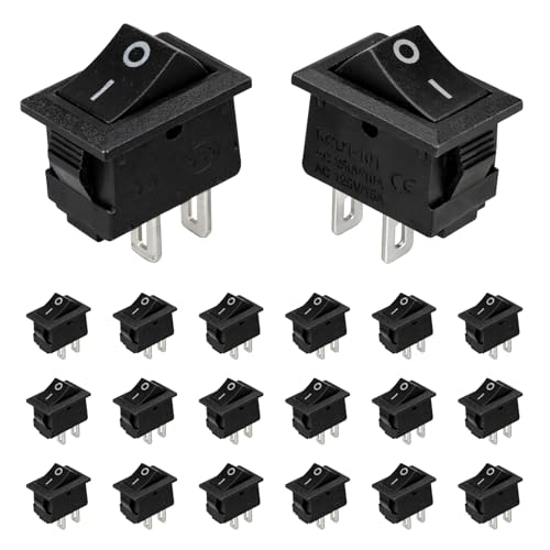20PCS Interrupteur a Bascule 2, Broches Interrupteurs à Bascule 2 Positions ON/OFF 16A250VAC, Noir, Commutateur à Bascule, Bouton Commutateur,...