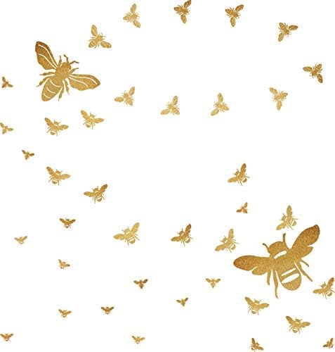 Bee Wall Decals Honey Bee Wall Decor Bee Wall Stickers Gold Honey Bee Decals, Honeycomb Wall Decals, Nursery Wall Decor Peel&Stick and Removable Decals for Bedroom