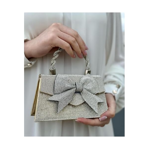 Gold and Silver Rhinestone Bow Knot Party clutch/Evening Bag - Image 3