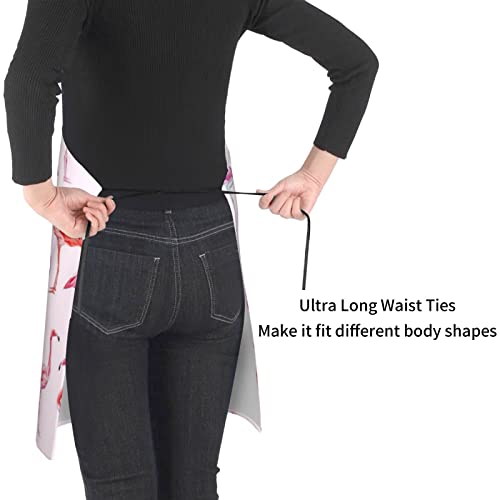 Vucemi Painting Flamingo Printed Apron Waterproof Adjustable Bib Apron Cooking With Pocket Durable Aprons For Kitchen Gardening #TOP3