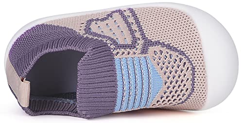 Baby Boys Girls Walker Shoes Toddler Socks Breathable Mesh Baby Walker Shoes Slippers Infant Shoes Non Slip Soft Rubber Sole,Purple