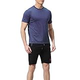 Yowablo Oberteile Hosen Sport Enger Anzug Herren Elastic Fitness Kurzes T-Shirt Schnelltrocknend (L,2Lila)