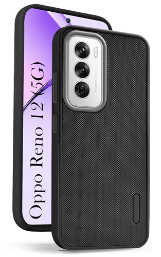Image of Jkobi Back Cover Case for Oppo Reno12 5G | Oppo Reno 12 5G (Textured Grip Design | Camera Protection | Slim and Light Weight | Soft Touch and Feel | Black)