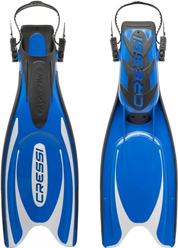 Cressi Frog Plus Fins - Aletas de Buceo Unisex Adultos, Azul/Plata, M-L
