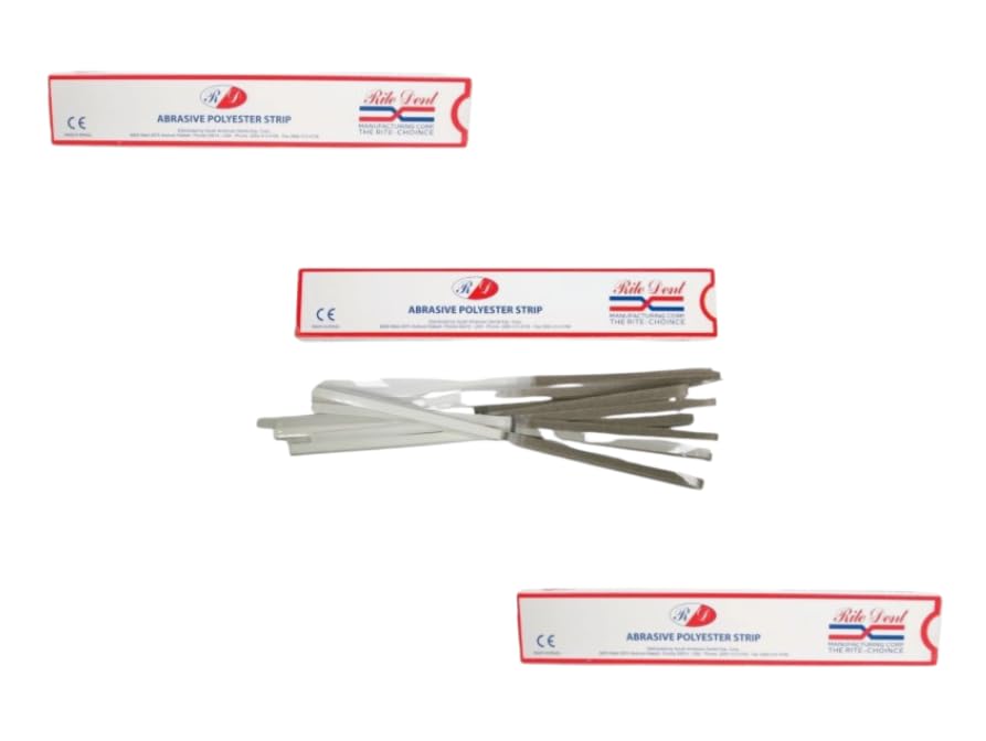 Dental Polishing Strips - 4mm Polyester Fine/Medium Grit One-Side - 100/Box - Set of 300 PCS - 3 Box of 100 Strips - Polishing Adjusting Interproximals Areas