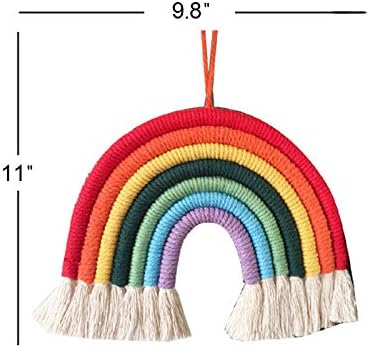 Maydear Hand-Woven Tapestry Boho Wall Hanging Decor Cotton Macrame Tassel for Home Décor - rainbow6,9.8" W×11" L