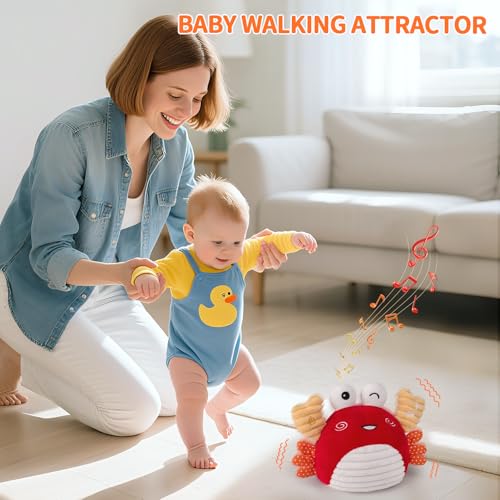 Krabbe Baby Spielzeug 6 7 8 9 10 11 12 Monate, Musikalische Krabbelspielzeug, Babyspielzeug Neugeborenes Geschenk 1 2 Jahre Junge Mädchen-Verstellbare Lautstärke, 100 Lieder und Aufnahmefunktio