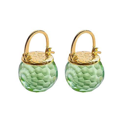 Image of Crystal Earrings for Women, Sparkly Austrian Crystal Disco Ball Earrings, 18K Gold Plated Post Drop Earrings with Colorful Spheres, Hypoallergenic & Lightweight, Ideal Gift for Her