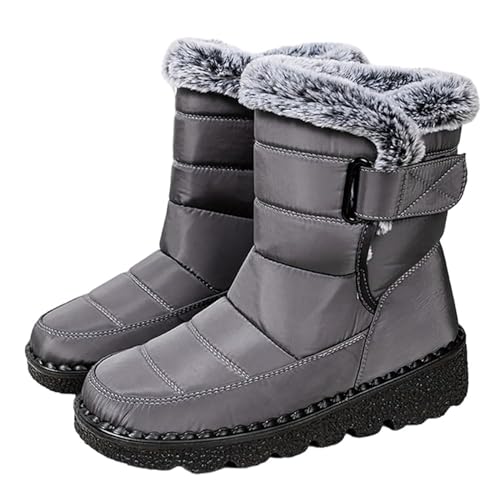 Thermostiefel Damen Wasserdicht- Winterstiefel Damen Gefüttert Halbstiefel Mit Schnalle Gefüttert Schneeboots rutschfest Outdoorschuhe Warm Skischuhe Halbschaft Übergangsstiefel Winterboots