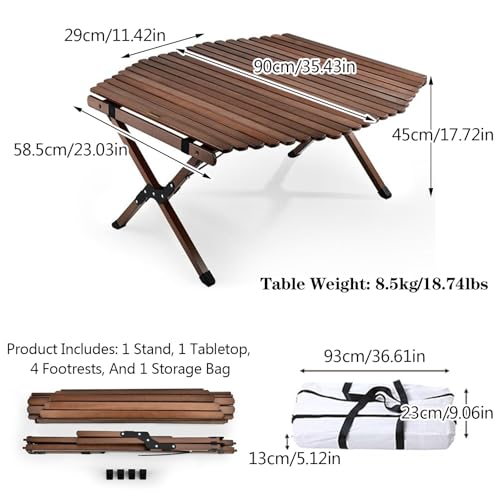 Table pliante de camping avec 4 chaises en bois et sac de transport compact - 4