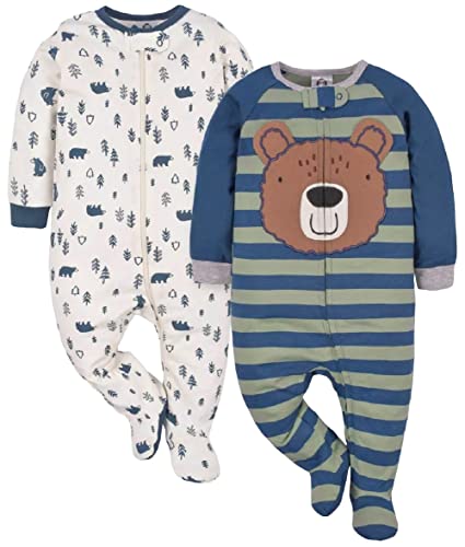 Image of Gerber Baby Boys' 2-Pack Sleep 'N Play (Beary Cute, 6-9 Months)
