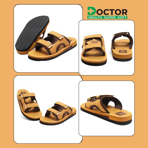 Image of DOCTOR HEALTH SUPER SOFT Men's Casual Slippers with Soft Cushioned Sole, Double Strap with Toe Loop Design, Lightweight Anti-Slip Everyday Wear Slippers for Home and Outdoor Use