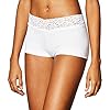 Maidenform Women's Dream Cotton with Lace Boyshort, White, 6
